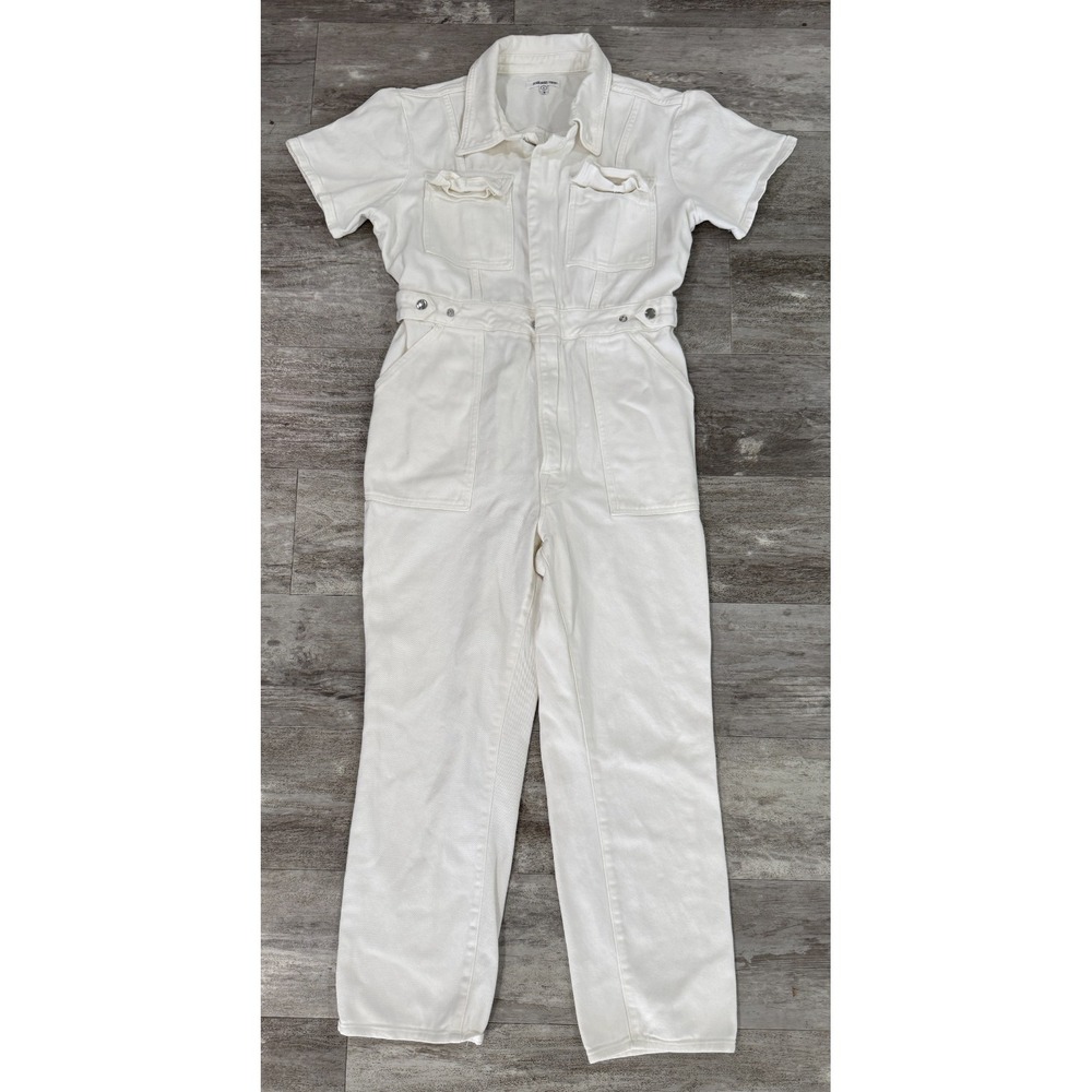 Good American Fit For Success Zip Up Denim Jumpsuit White Size 4 Utility